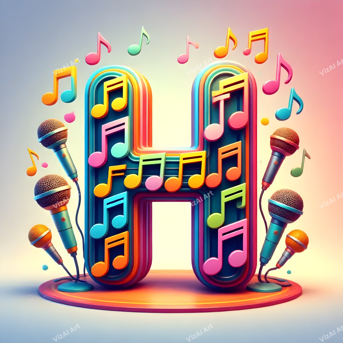 Letter H musical alphabet art print