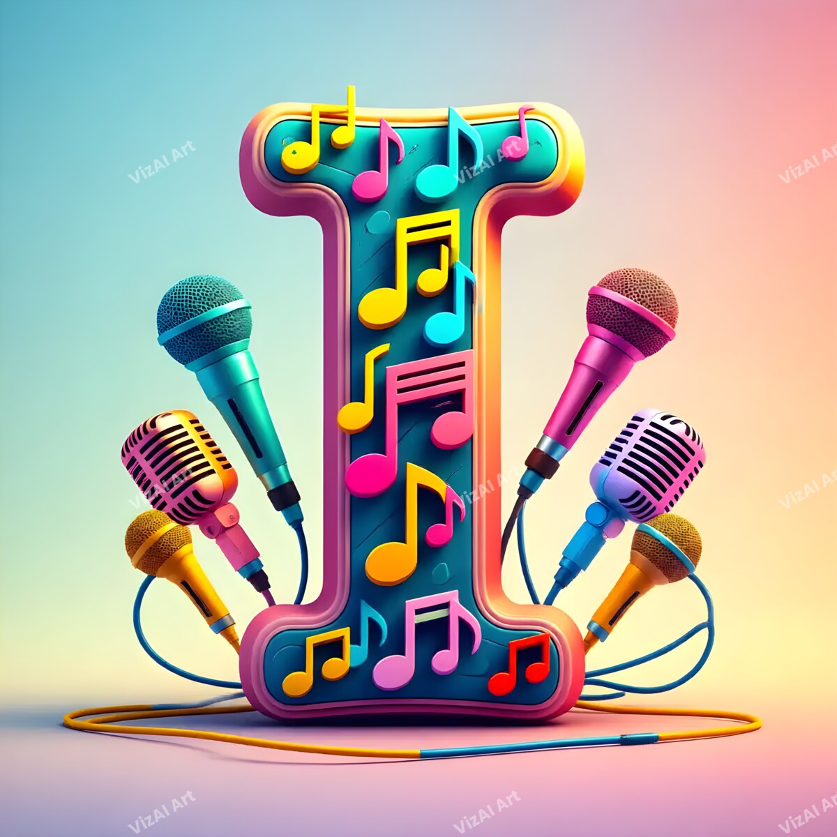 Letter I musical alphabet art print