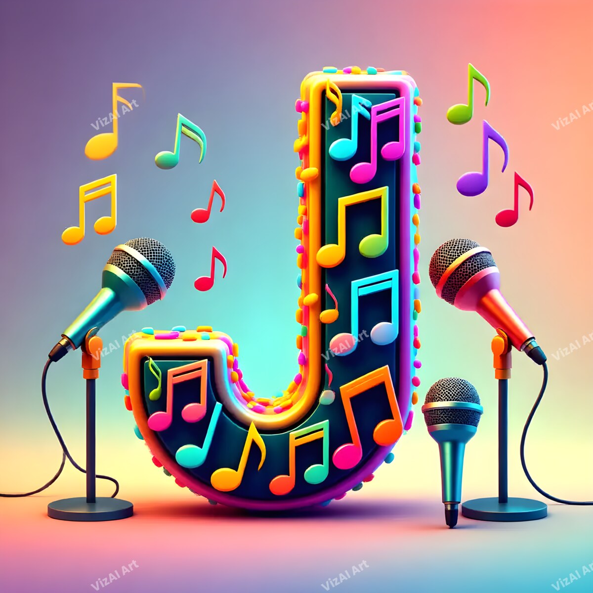 Letter J musical alphabet art print