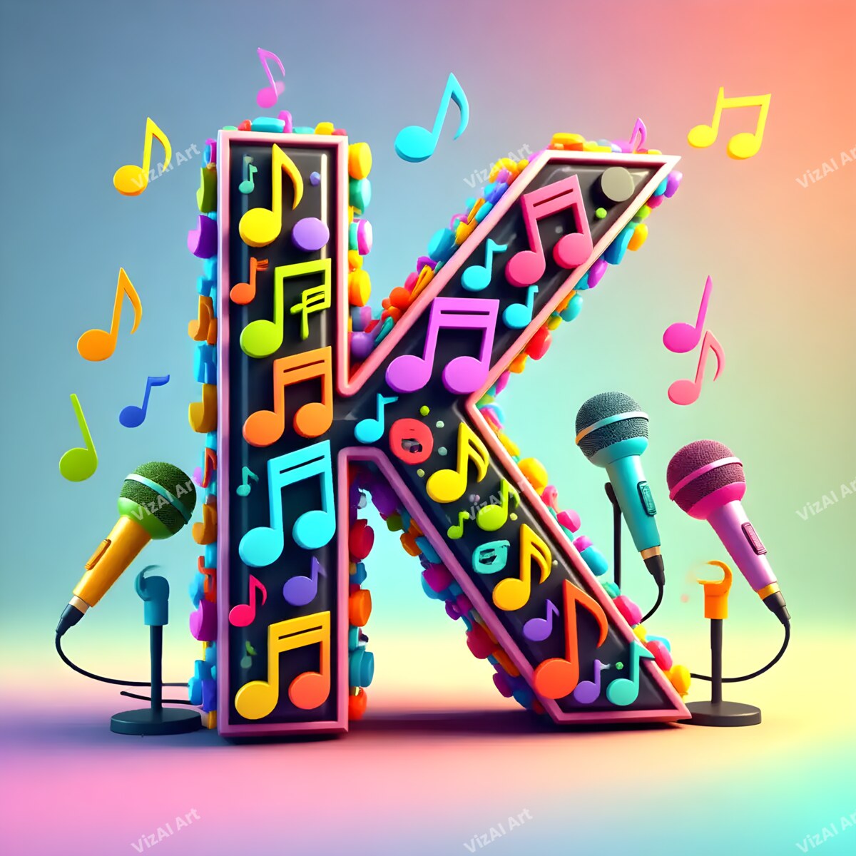 Letter K musical alphabet art print
