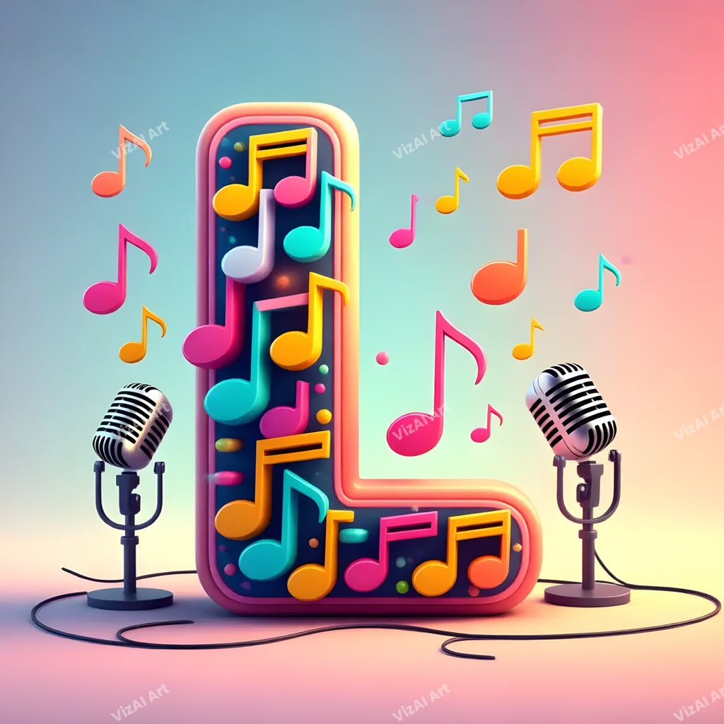 Letter L musical alphabet art print