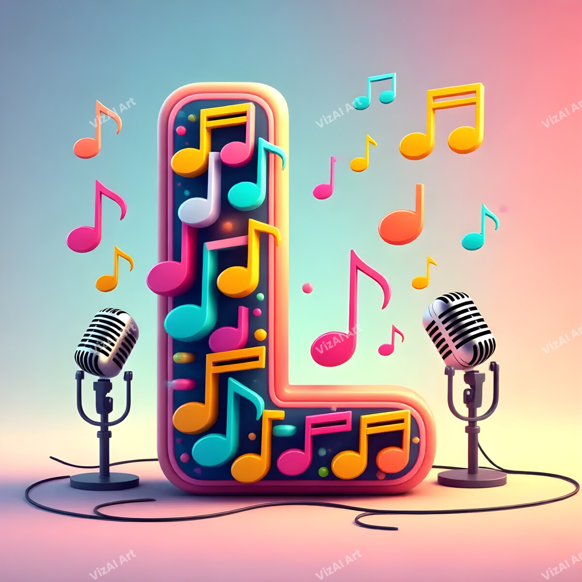 Letter L musical alphabet art print
