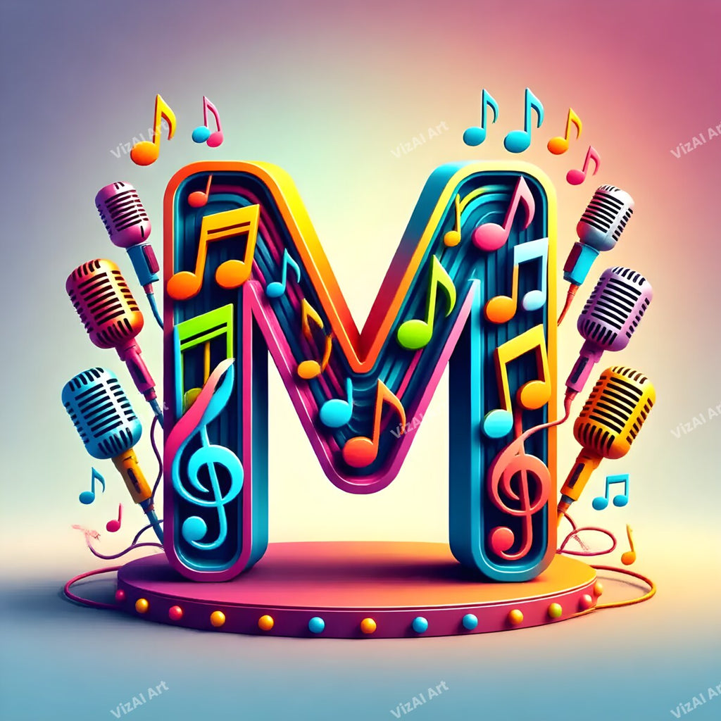 Letter M musical alphabet art print