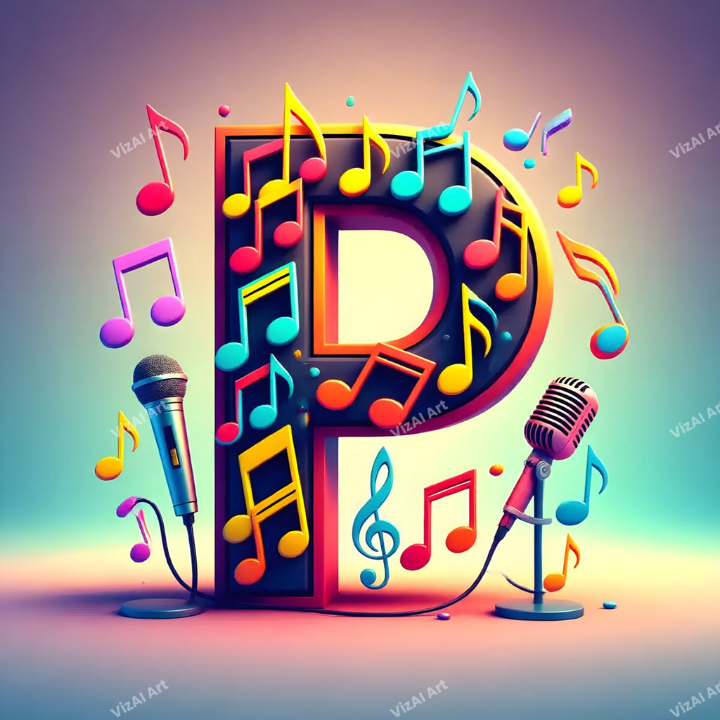 Letter P musical alphabet art print