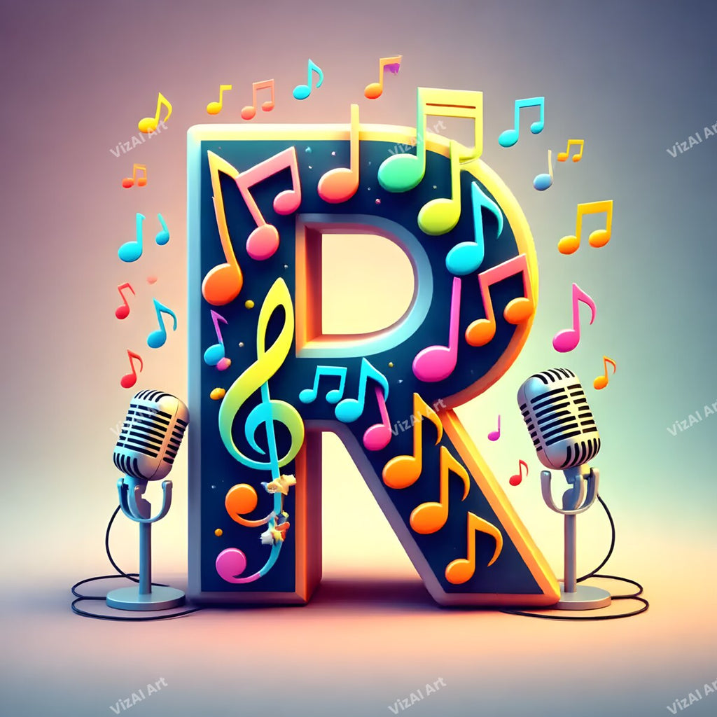 Letter R musical alphabet art print