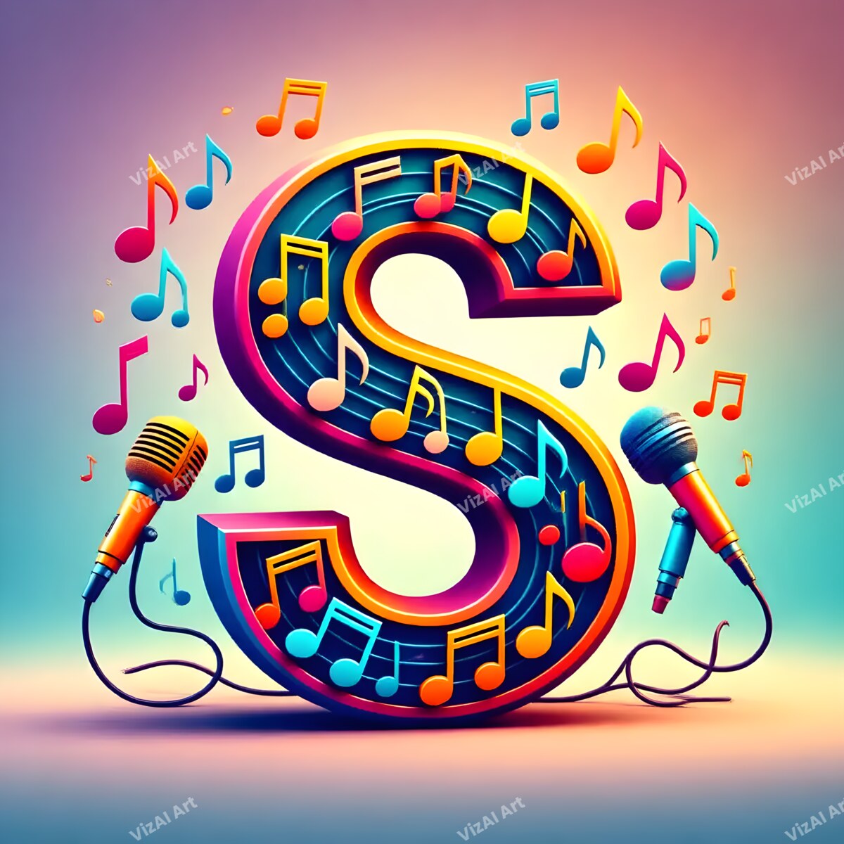 Letter S musical alphabet art print