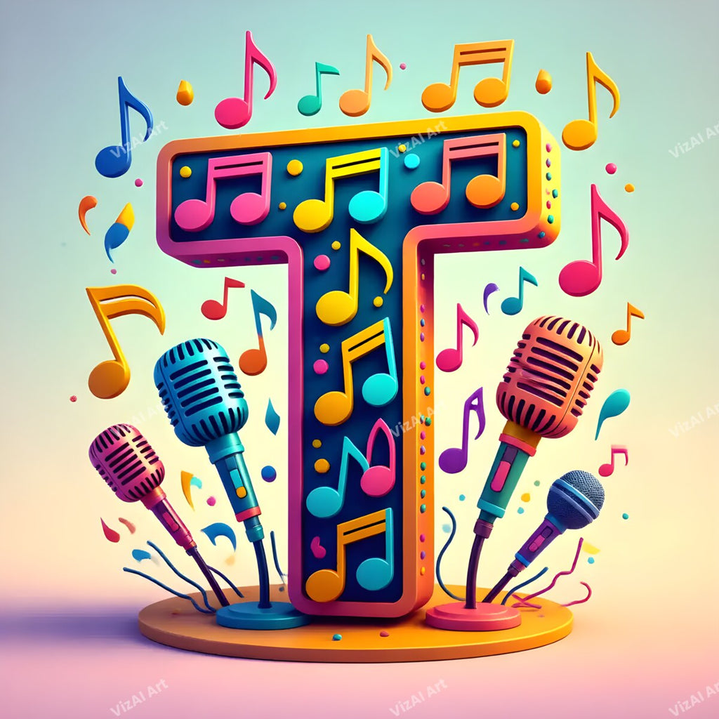 Letter T musical alphabet art print
