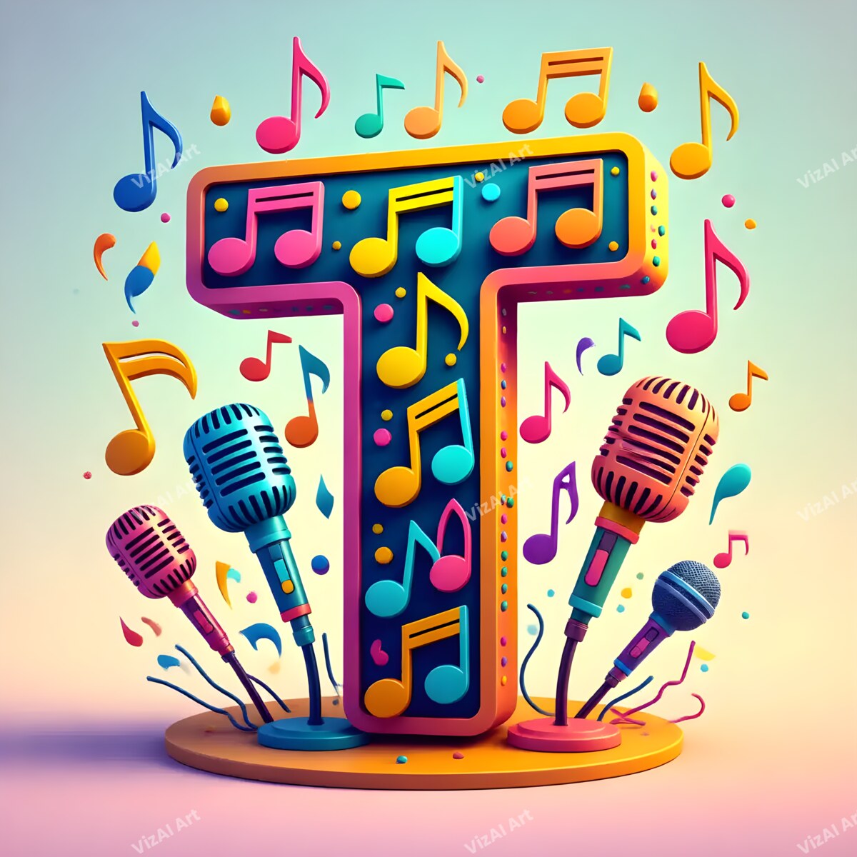 Letter T musical alphabet art print