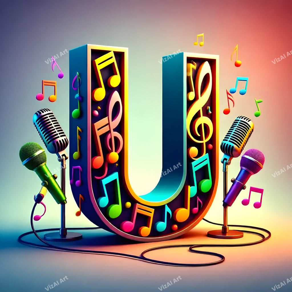 Letter U musical alphabet art print