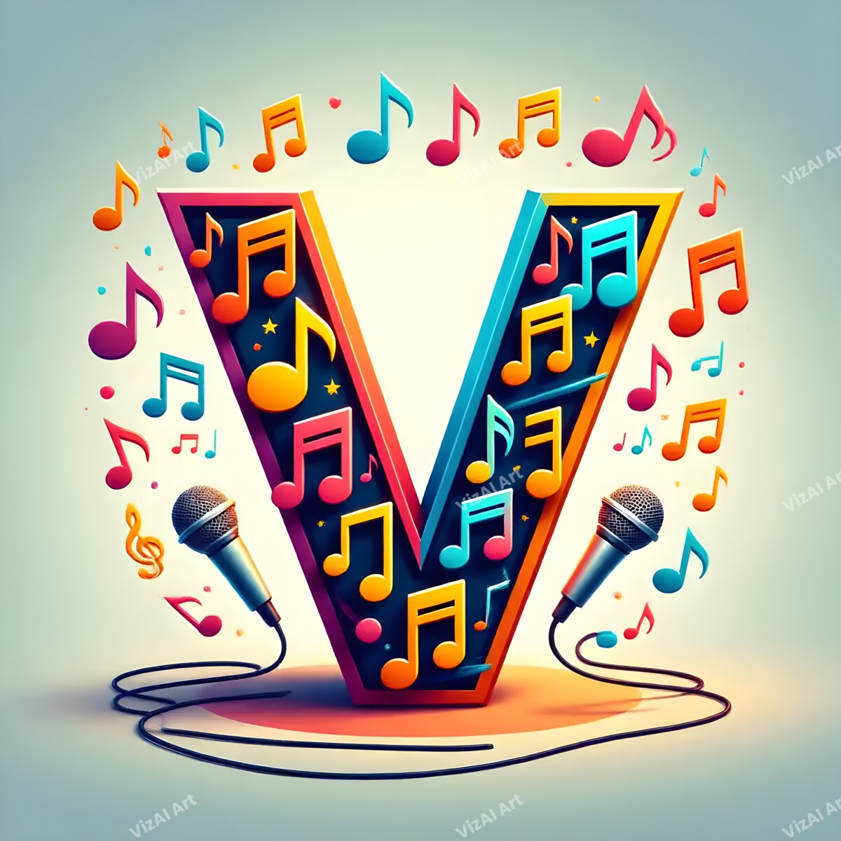 Letter V musical alphabet art print
