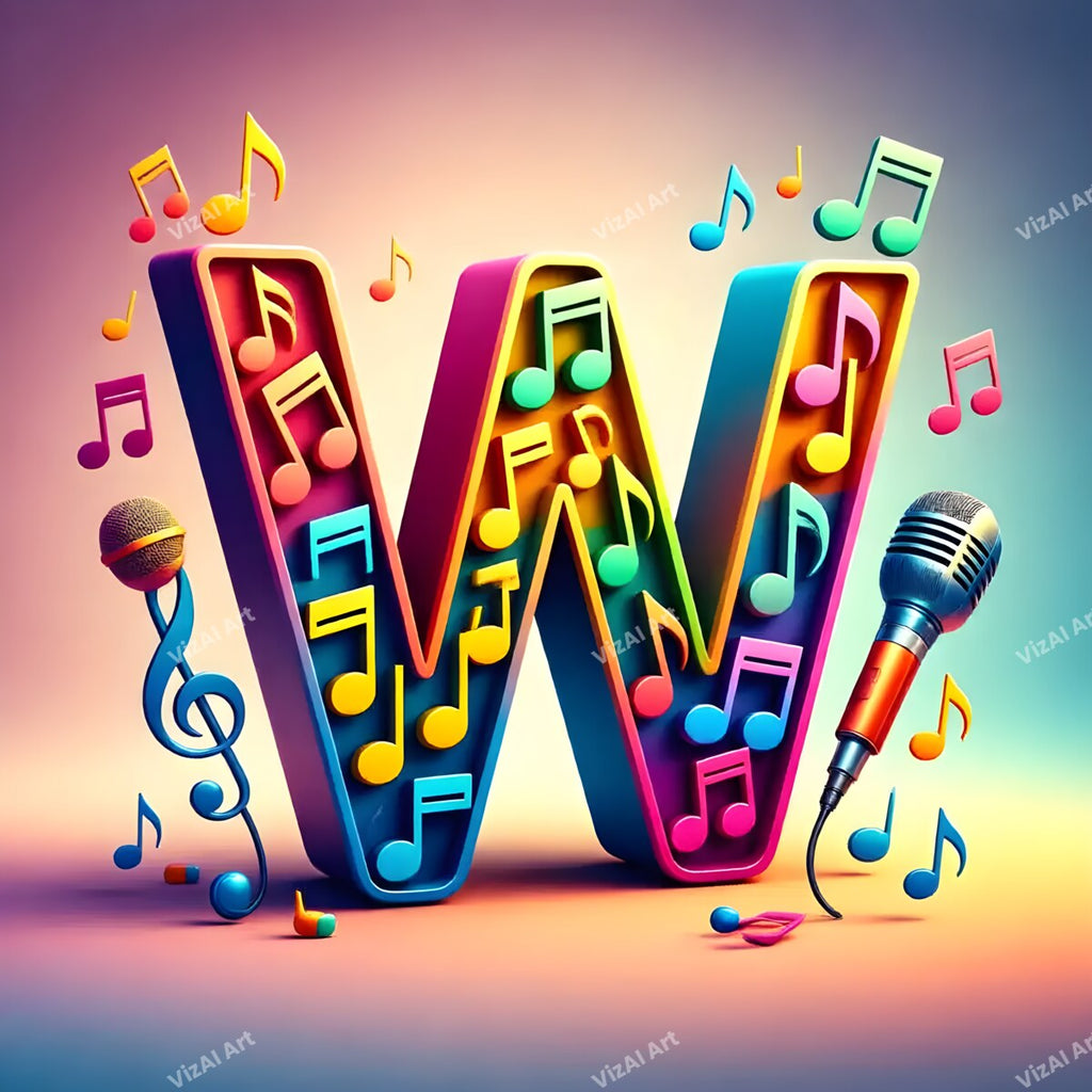 Letter W musical alphabet art print