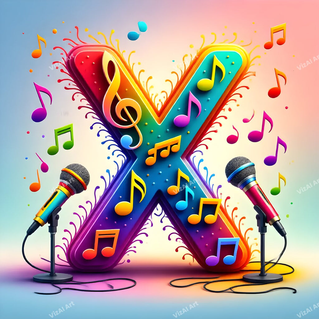 Letter X musical alphabet art print