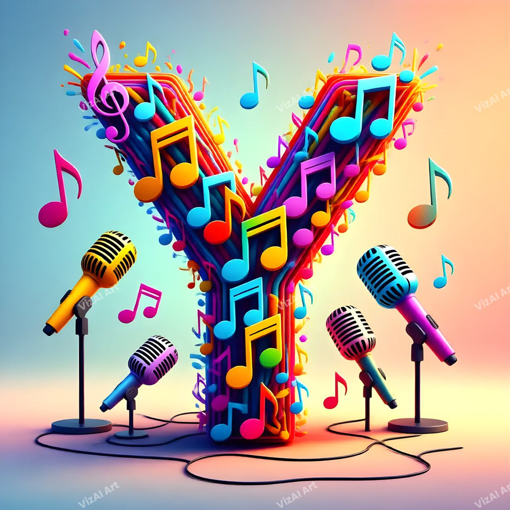 Letter Y musical alphabet art print