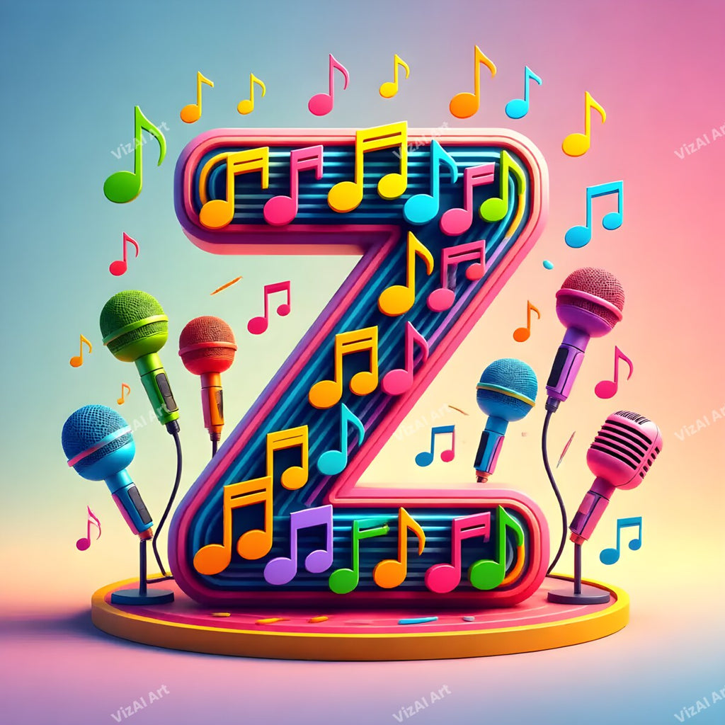 Letter Z musical alphabet art print