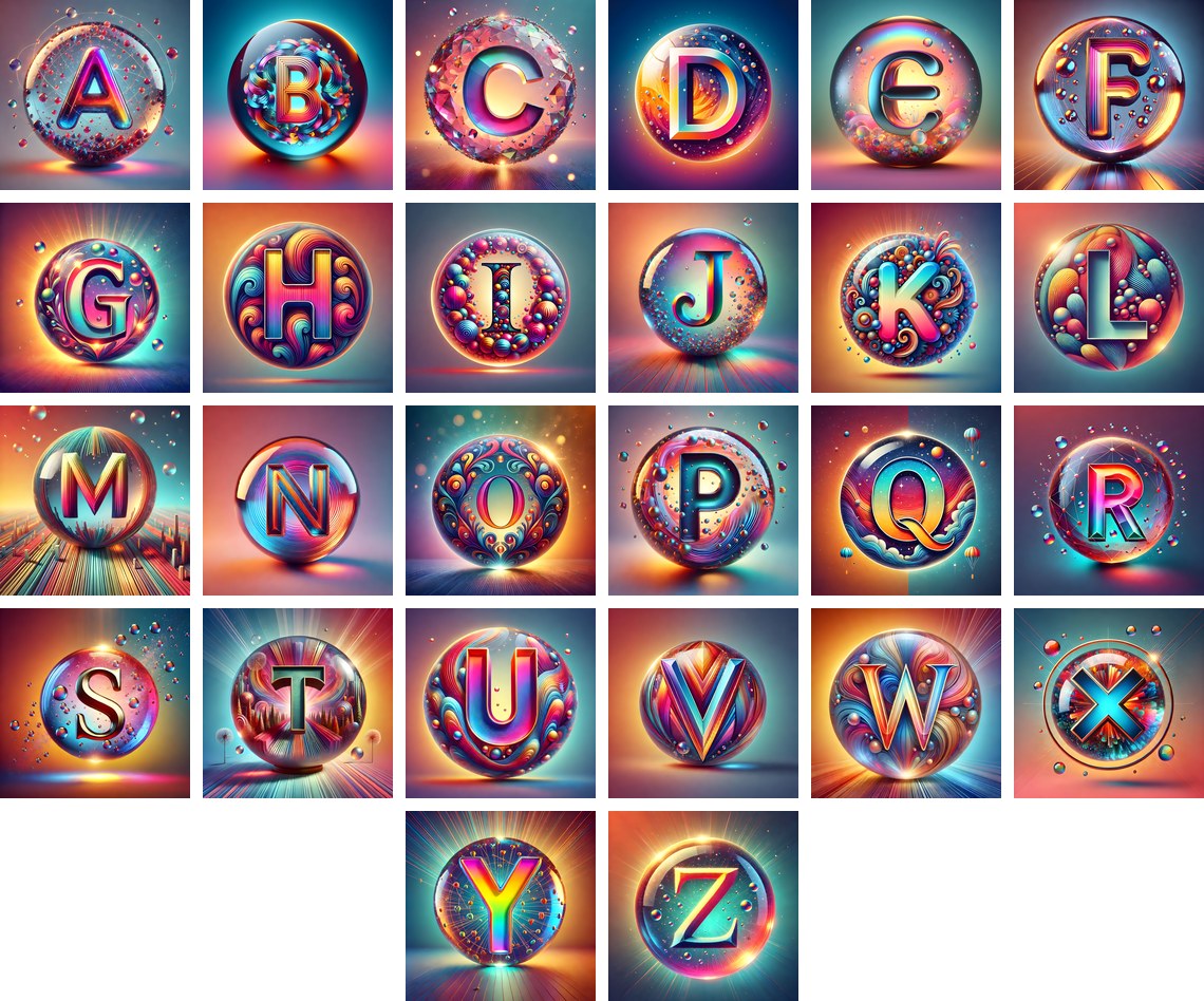 Crystal Ball alphabet — all 26 letters