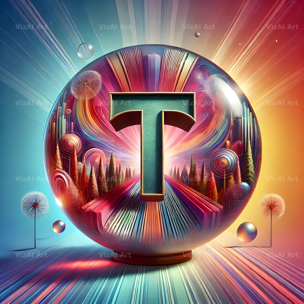 Crystal Ball alphabet letter T