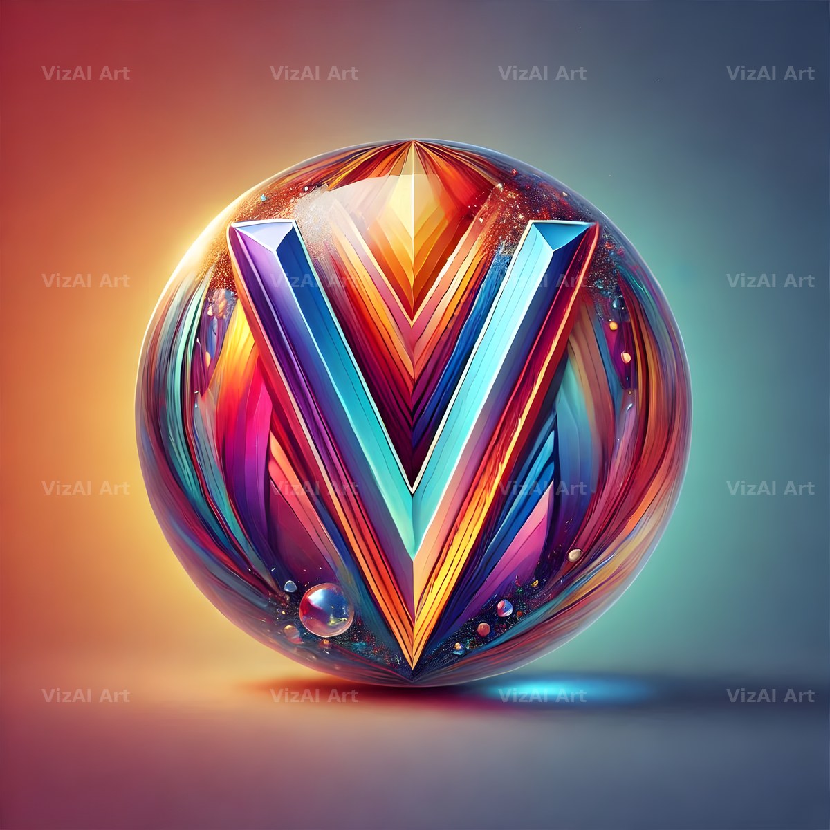 Crystal Ball alphabet letter V