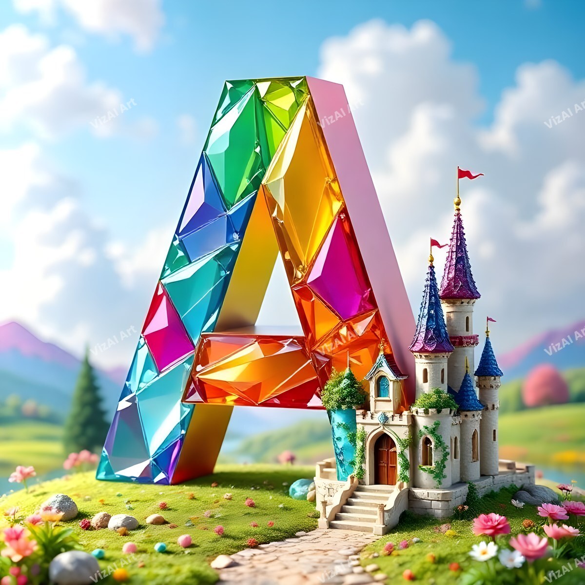 Fairytale Castle alphabet letter A