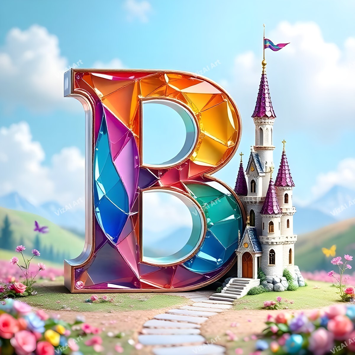 Fairytale Castle alphabet letter B