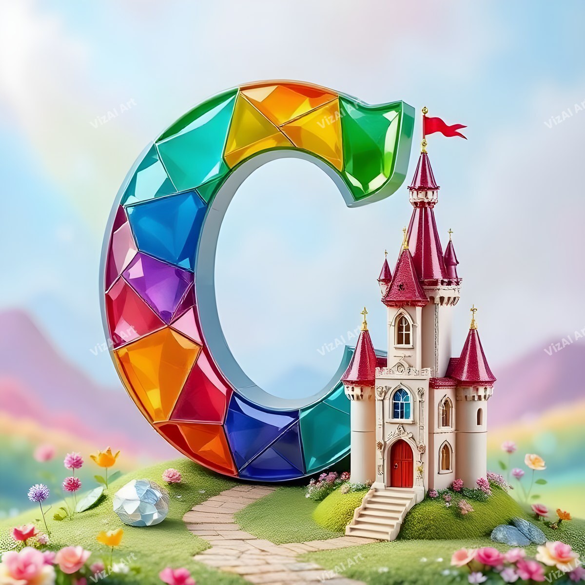 Fairytale Castle alphabet letter C