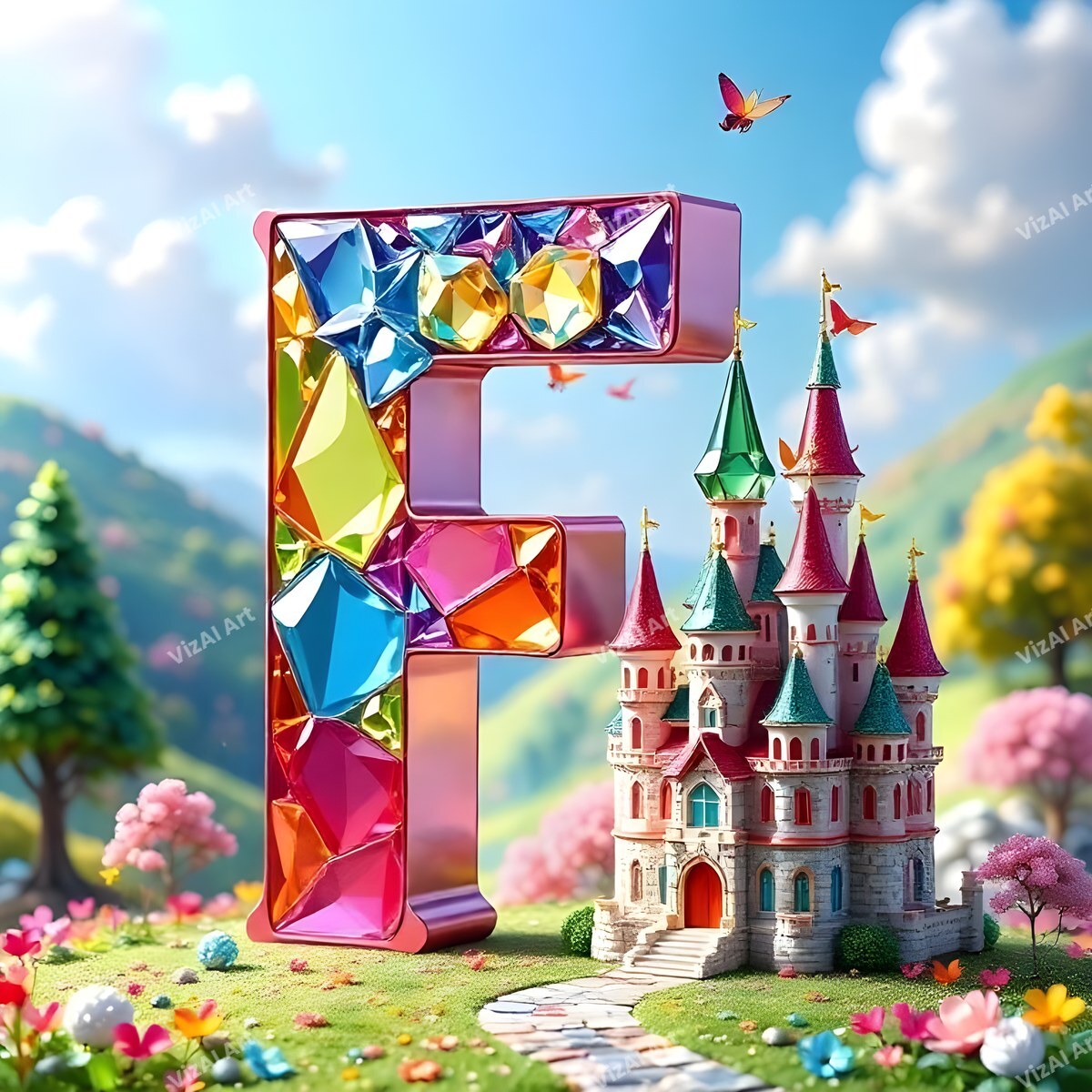 Fairytale Castle alphabet letter F