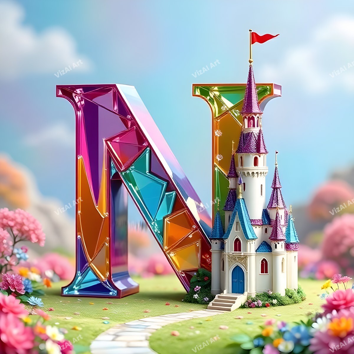 Fairytale Castle alphabet letter N