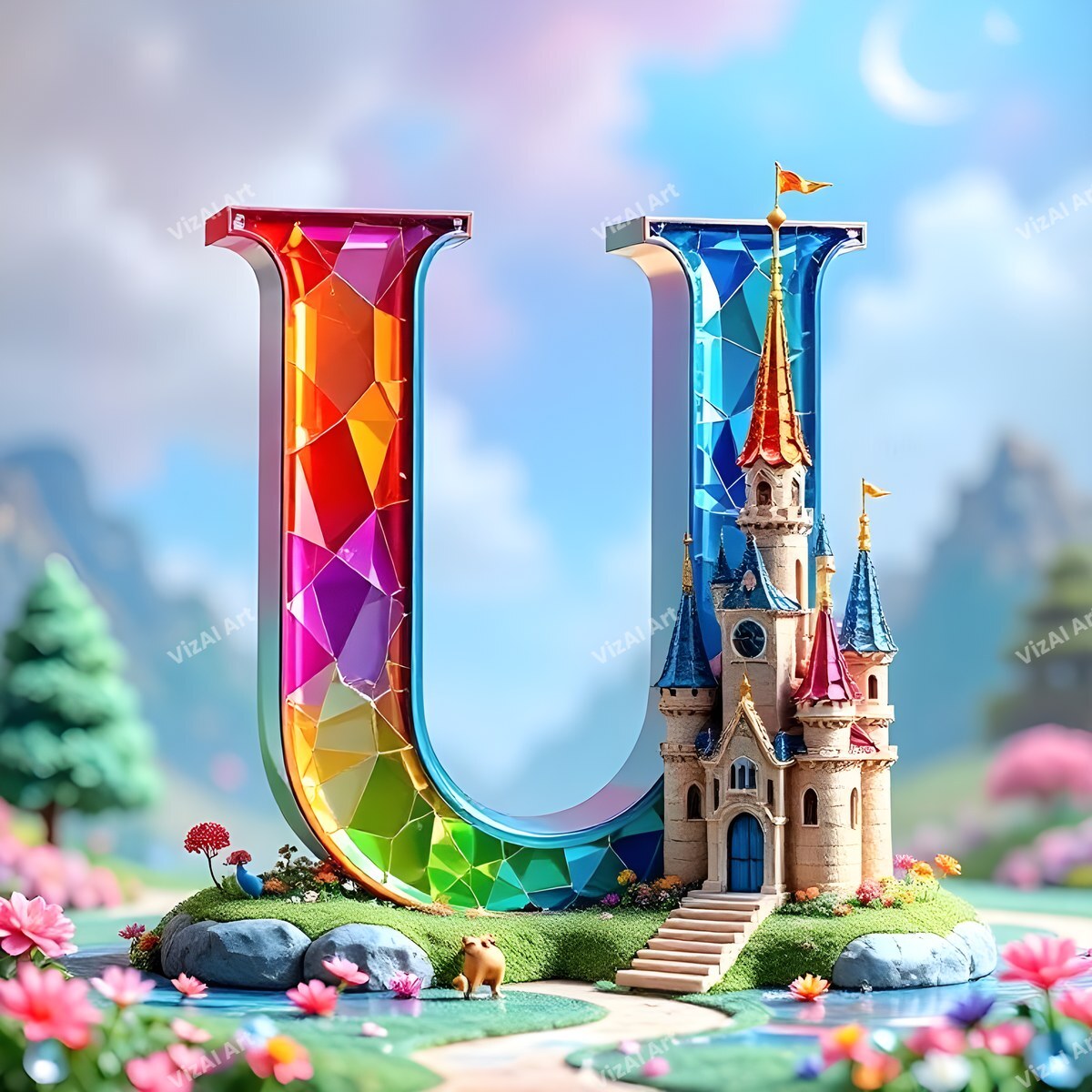 Fairytale Castle alphabet letter U