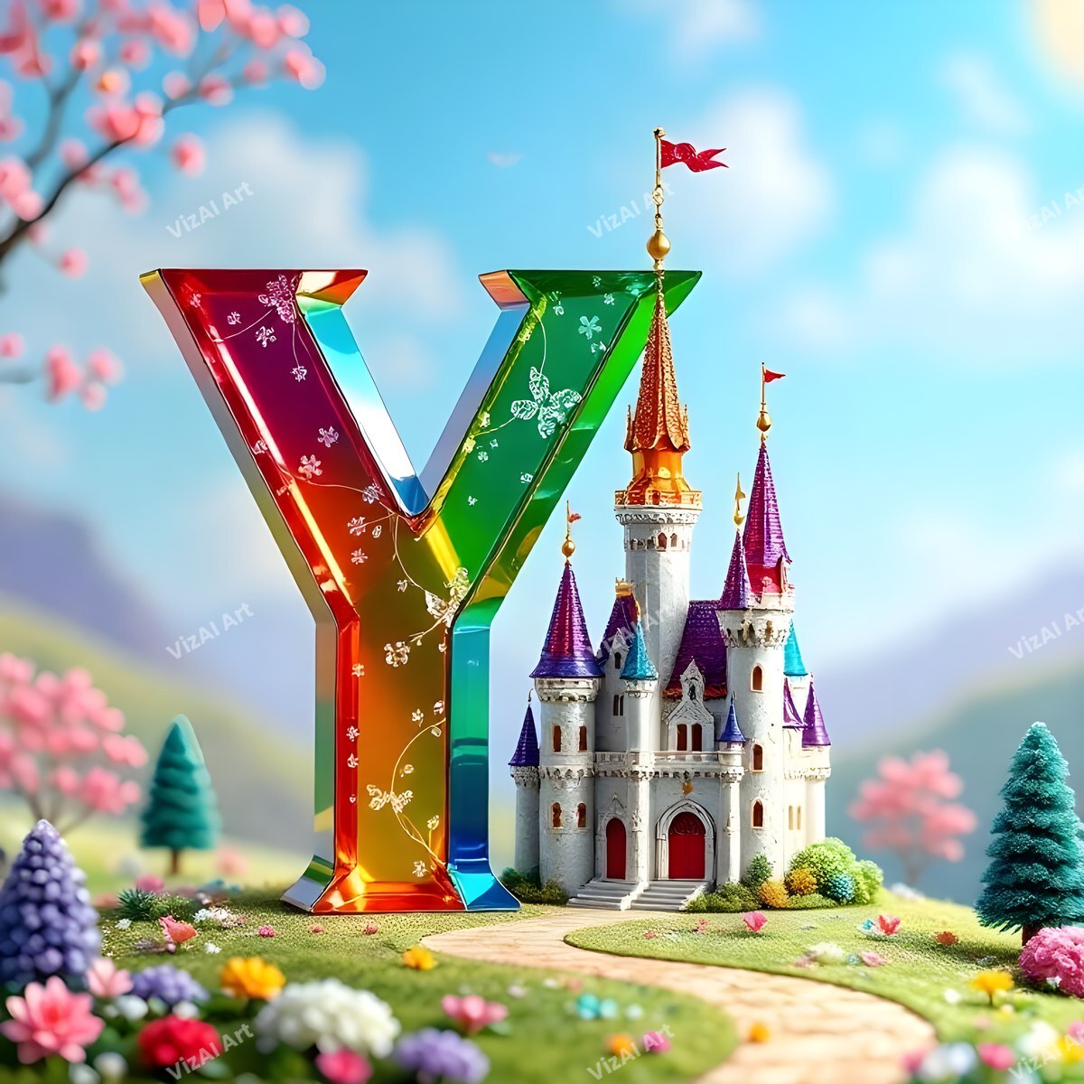 Fairytale Castle alphabet letter Y