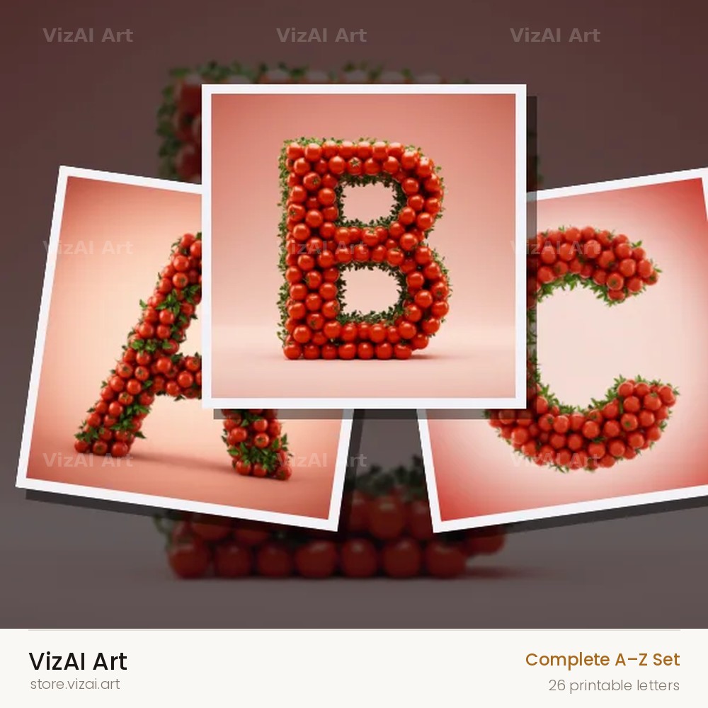 Cherry Tomato Vine alphabet — choose an individual printable letter
