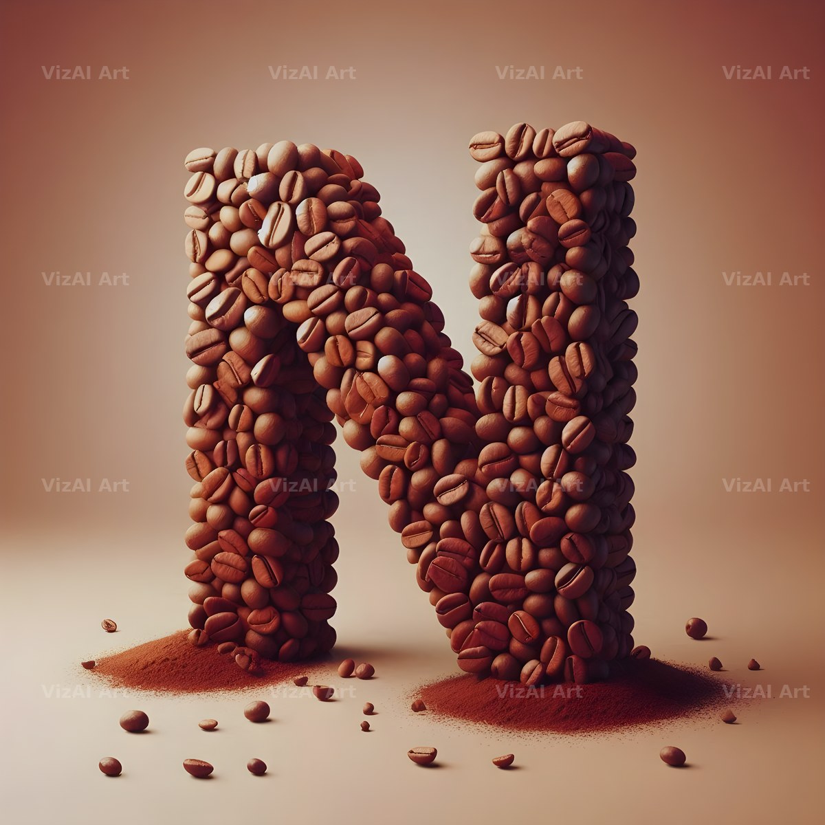 Coffee Bean alphabet letter N