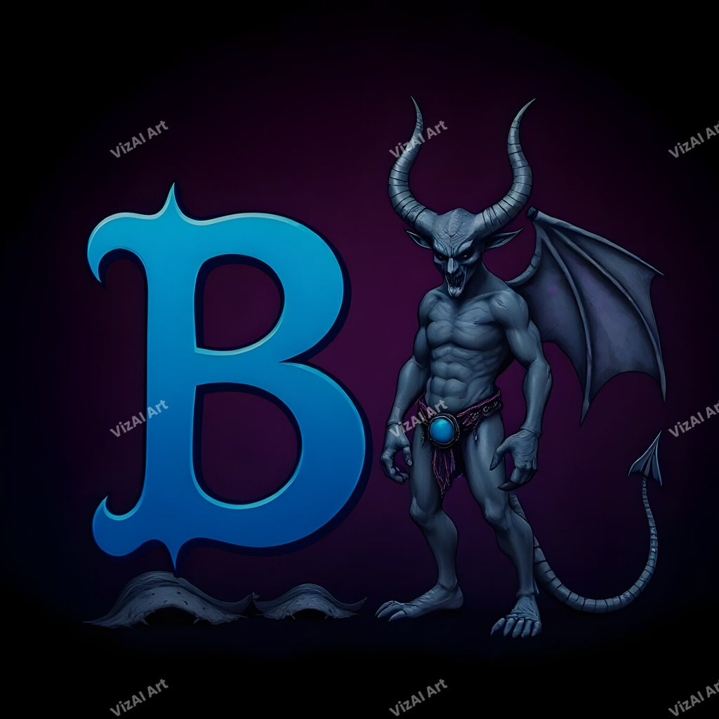 Blue Devil Alphabet Wall Art letter B