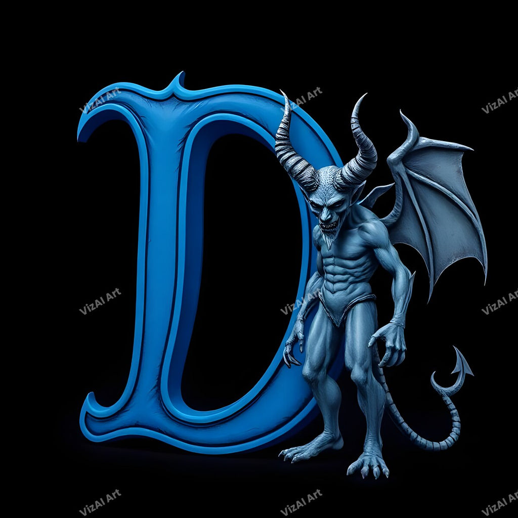 Blue Devil Alphabet Wall Art letter D