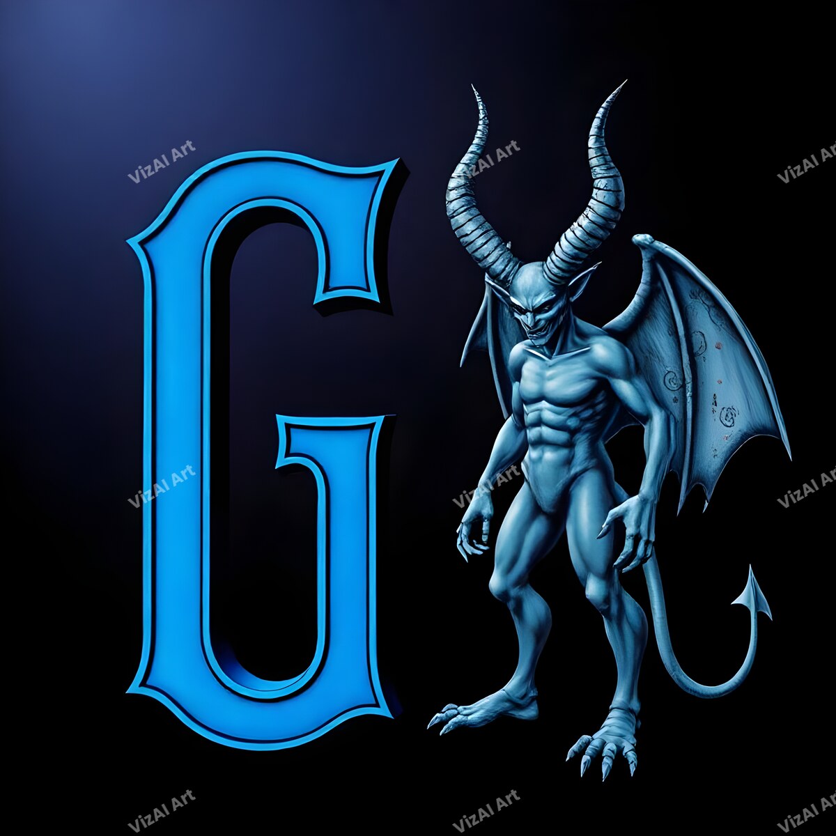 Blue Devil Alphabet Wall Art letter G