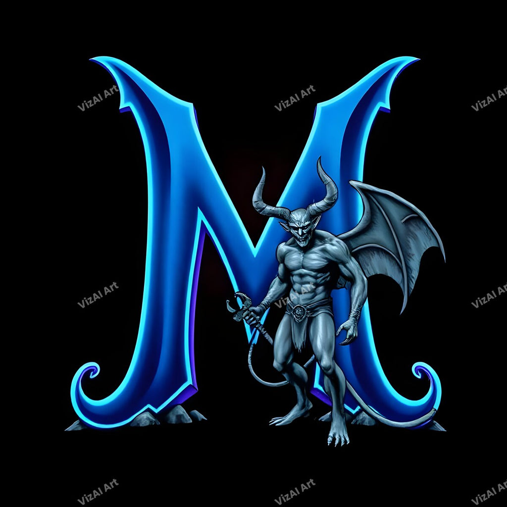 Blue Devil Alphabet Wall Art letter M
