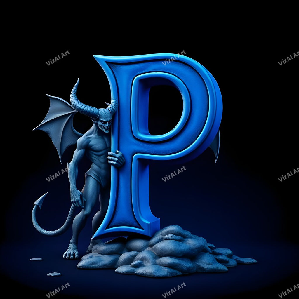 Blue Devil Alphabet Wall Art letter P