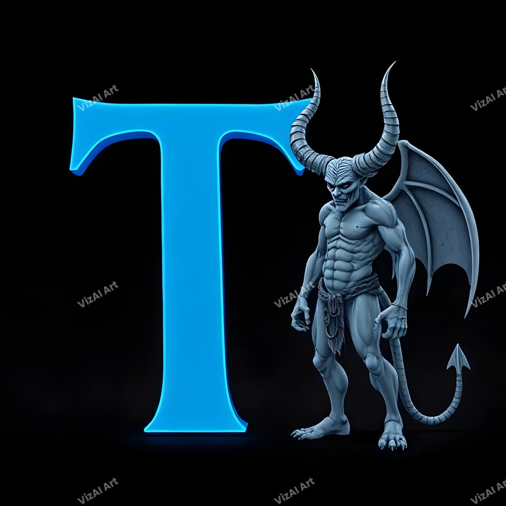 Blue Devil Alphabet Wall Art letter T