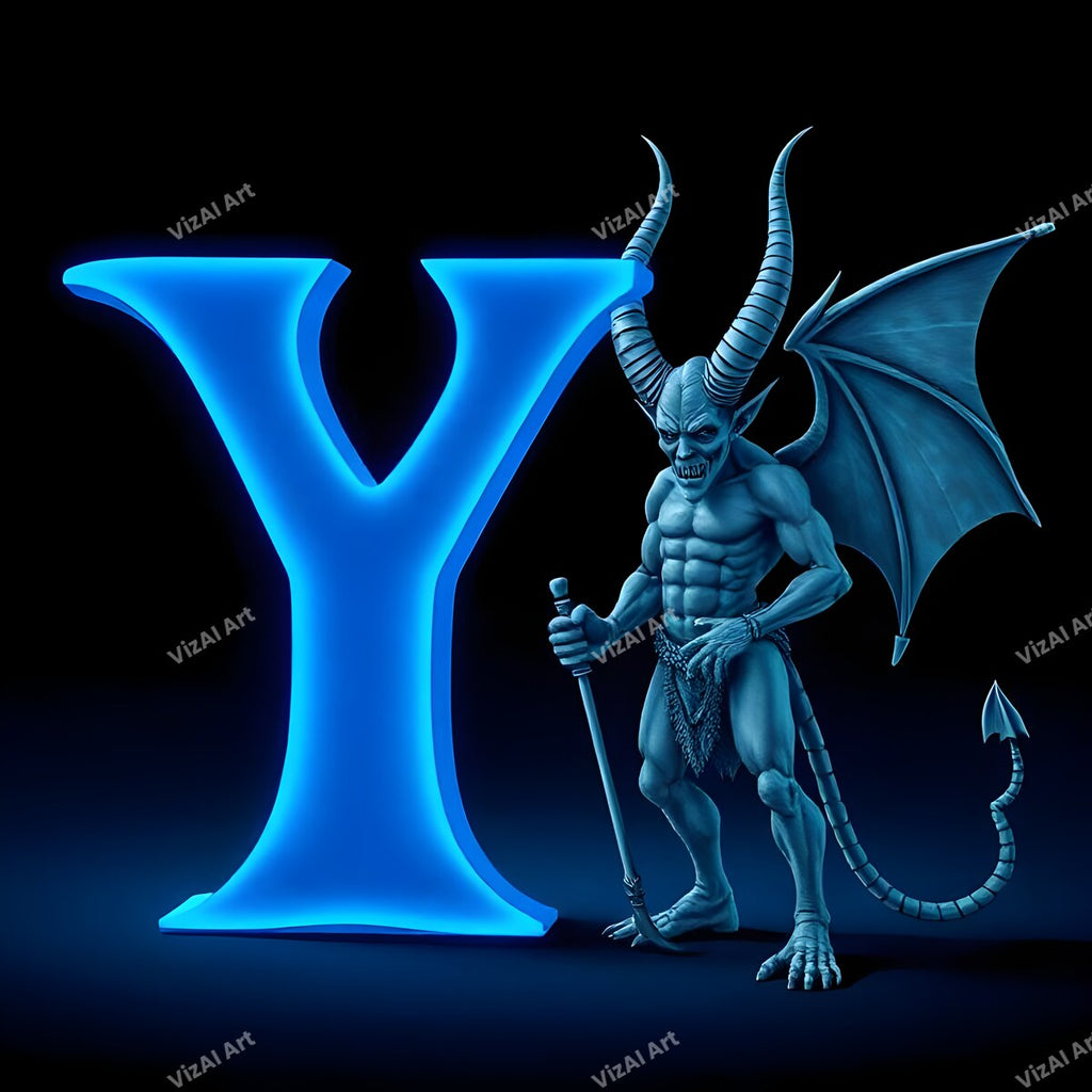 Blue Devil Alphabet Wall Art letter Y