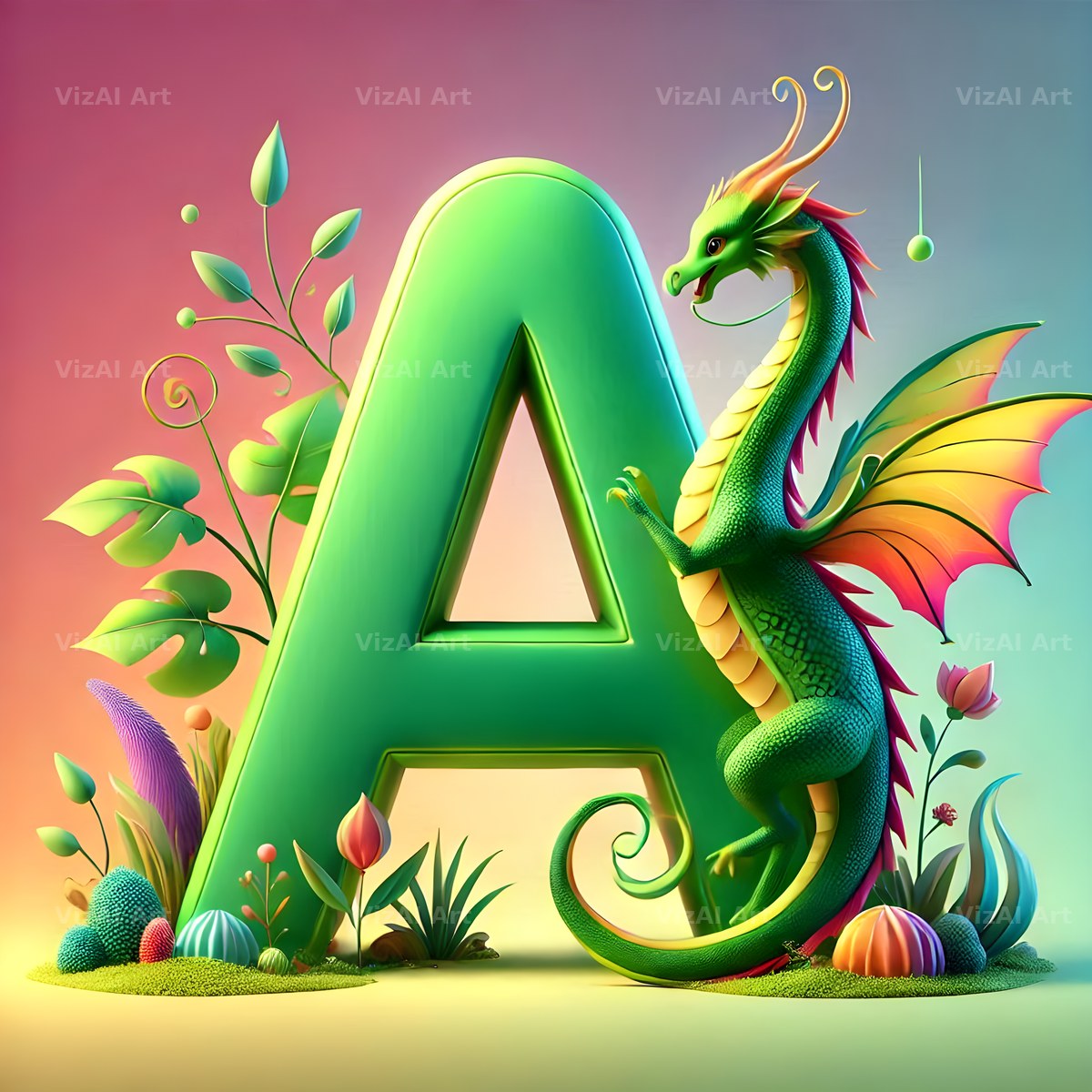 Green Dragon alphabet letter A