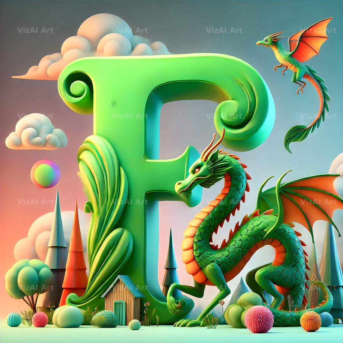 Green Dragon alphabet letter F