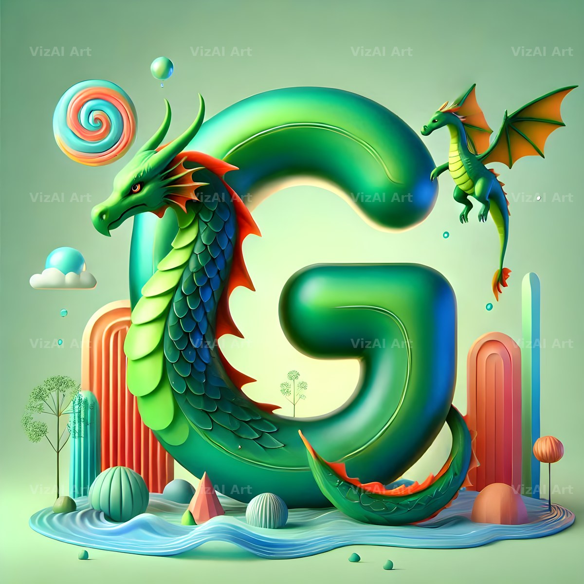 Green Dragon alphabet letter G