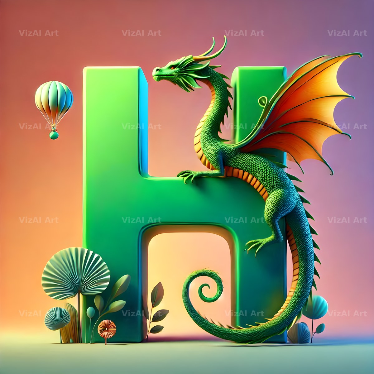 Green Dragon alphabet letter H
