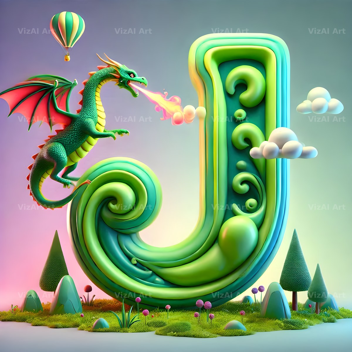 Green Dragon alphabet letter J