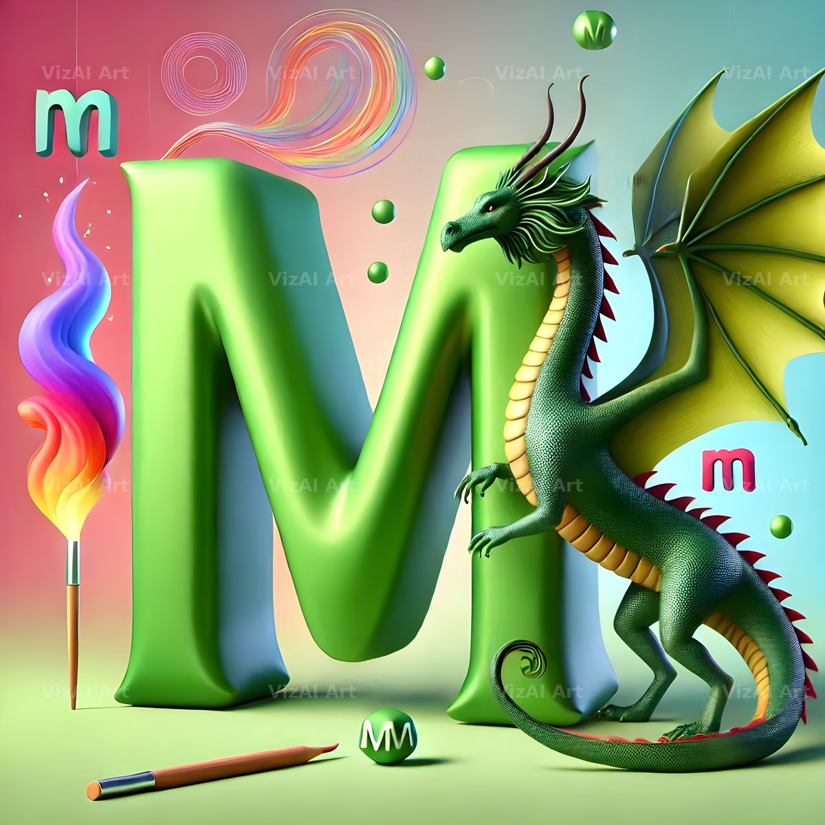 Green Dragon alphabet letter M