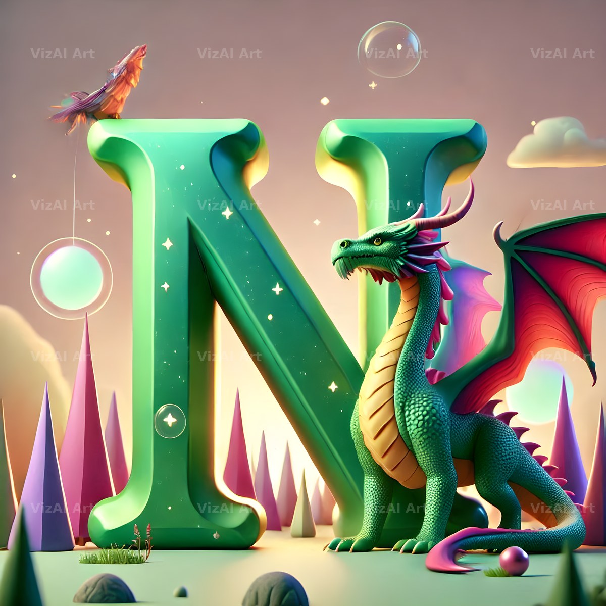 Green Dragon alphabet letter N