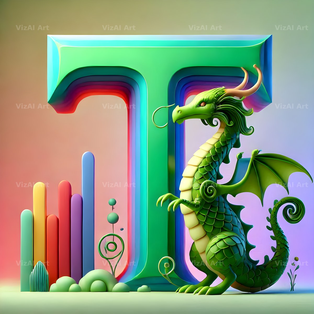 Green Dragon alphabet letter T