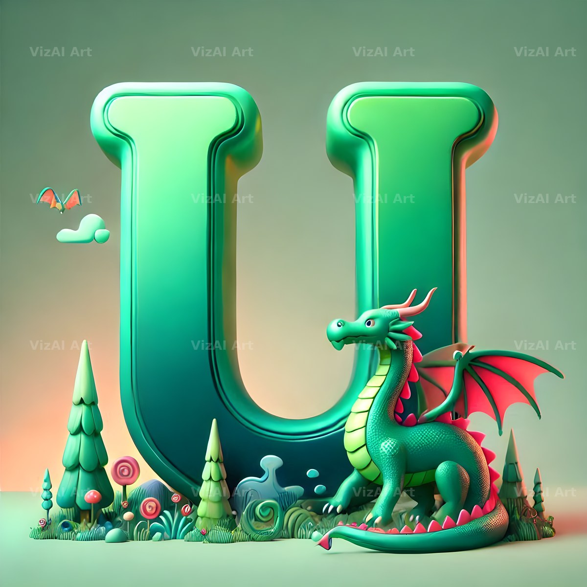 Green Dragon alphabet letter U