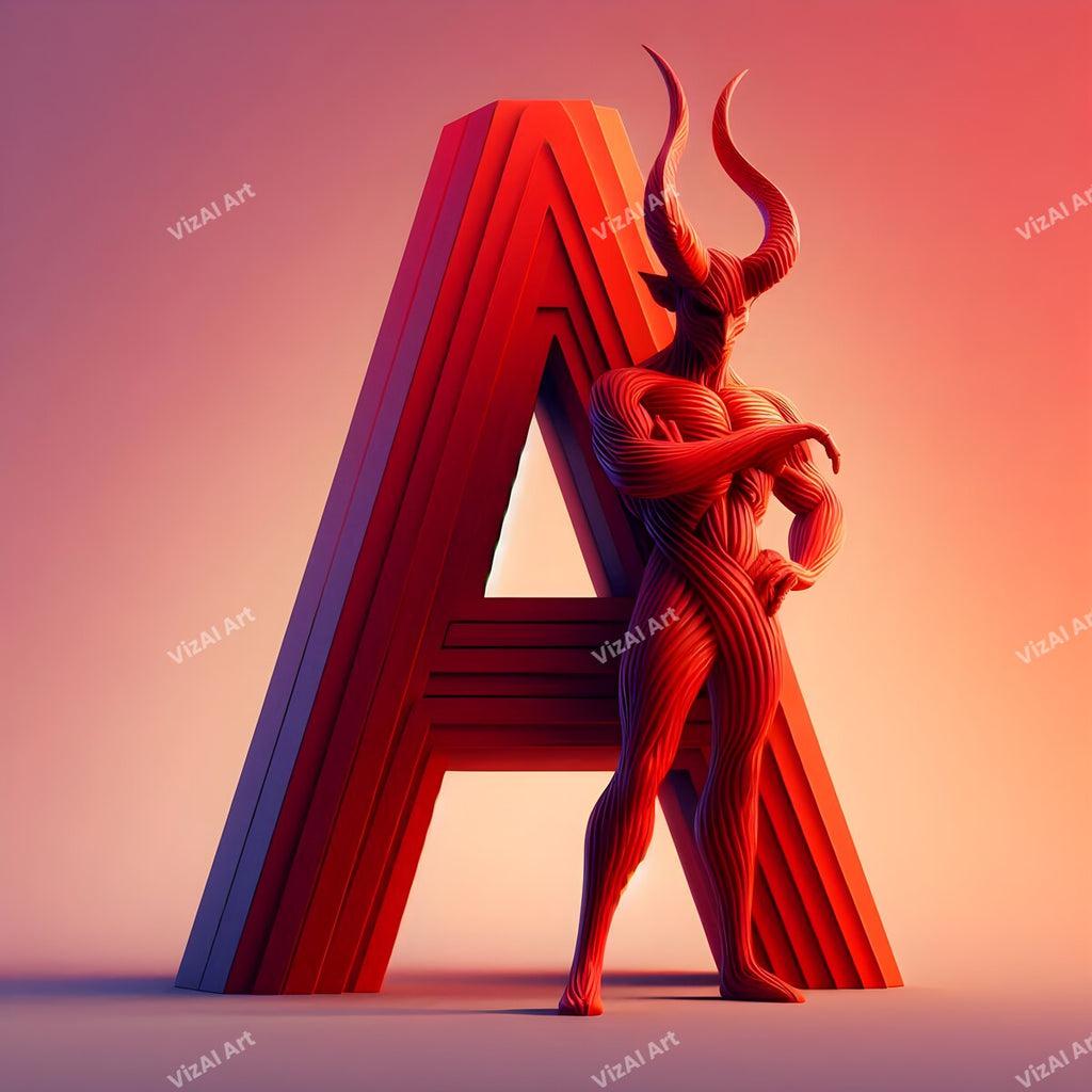 Devil Alphabet Wall Art letter A