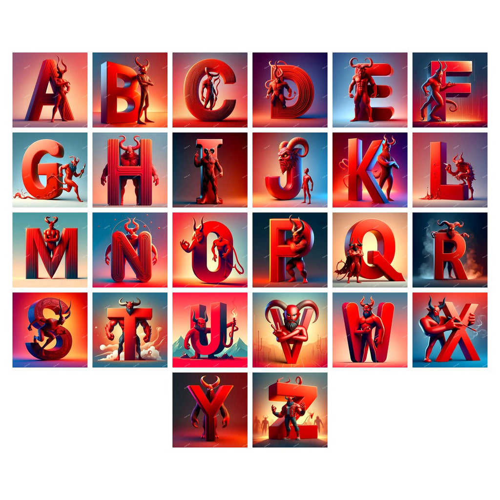 Devil alphabet — all 26 letters A to Z