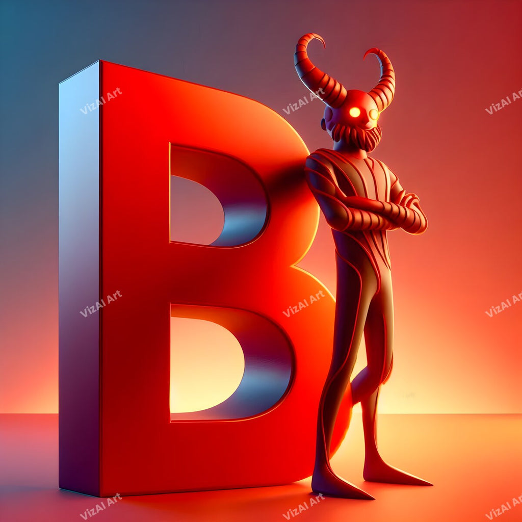 Devil Alphabet Wall Art letter B