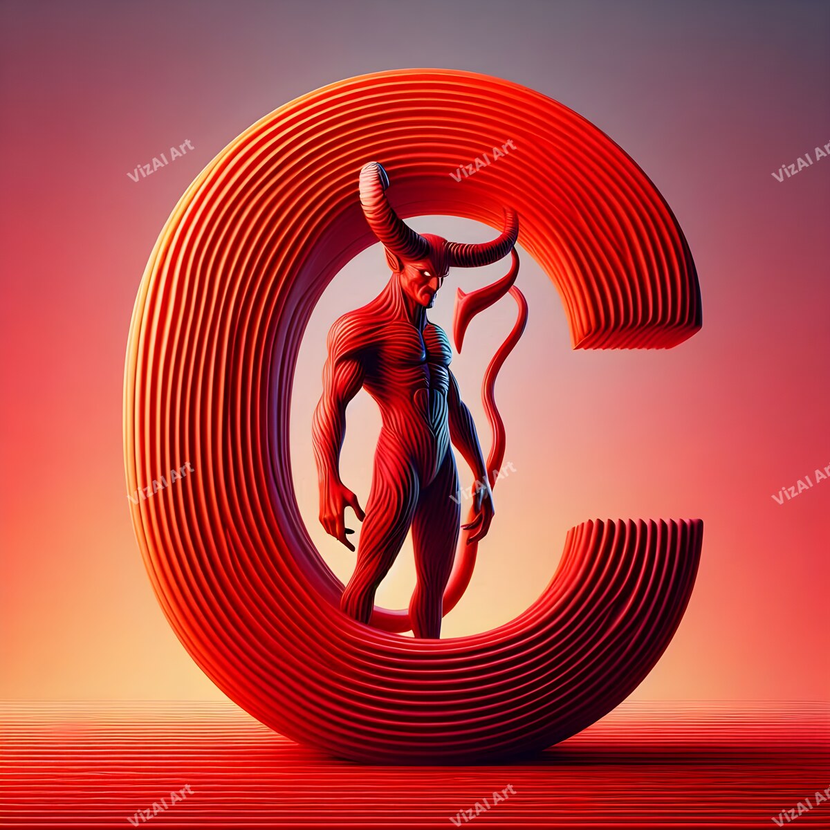 Devil Alphabet Wall Art letter C